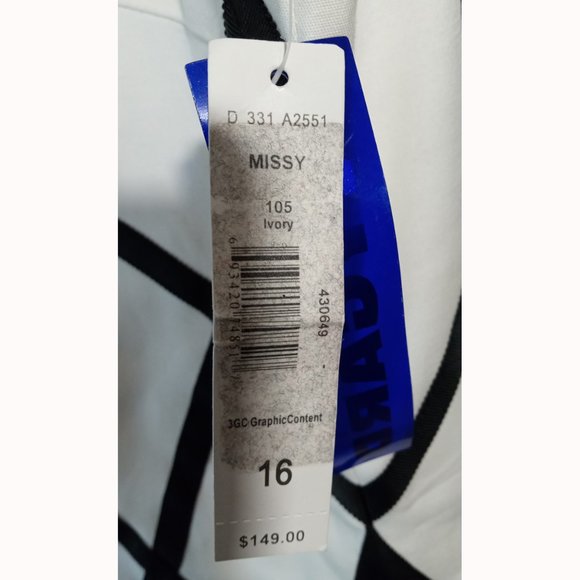 NWT Peter Nygard Ivory Criss Cross Midi Shift Dress Fully Lined $149 Sz 16 - Picture 5 of 6